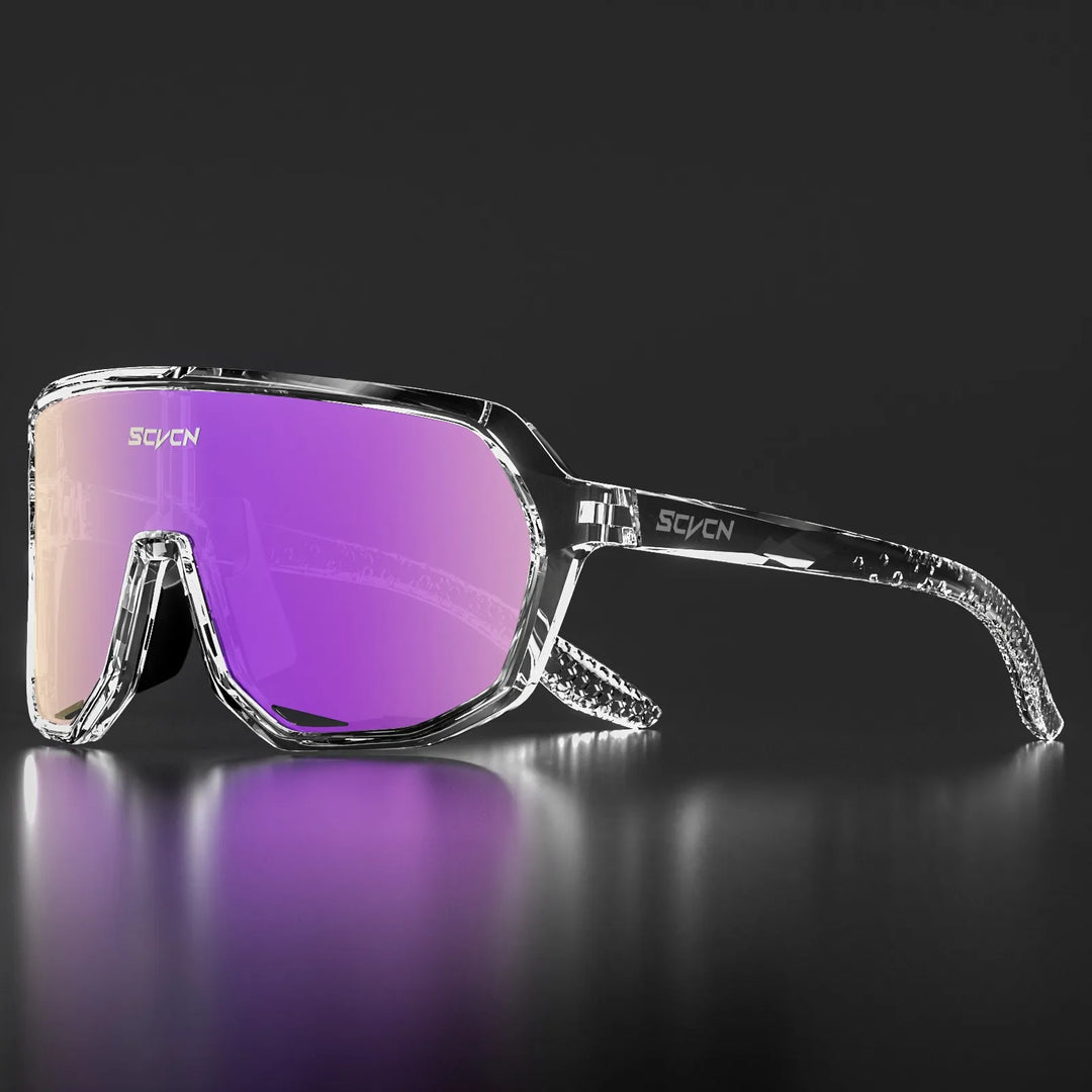 SCVCN S62 Photochromic Cycling Sunglasses - Smart Color Change Lens - UV400 TR-90 Ultralight Eyewear for MTB &amp; Road Bike Racing