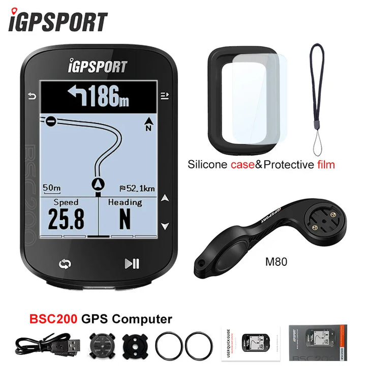 iGPSPORT BSC200 Smart GPS Bike Computer - Route Navigation, 30H Battery, ANT+ &amp; Bluetooth Wireless Speedometer