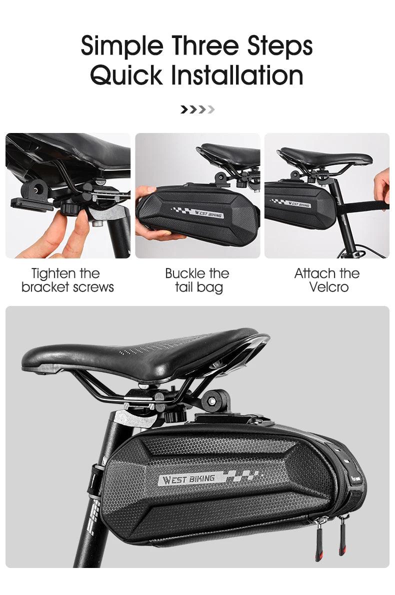 WEST BIKING 100% Waterproof Bicycle Saddle Bag - Seamless Weld Under Seat Storage - Reflective Rainproof MTB &amp; Road Bike Tool Pouch