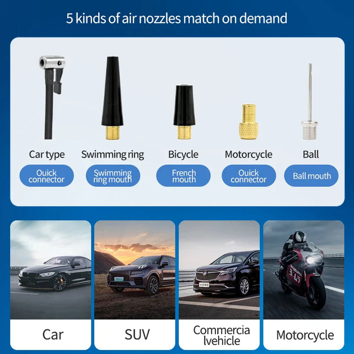 150PSI Smart Touch Screen Tire Inflator - Portable Wireless Electric Air Pump for Car &amp; Bike