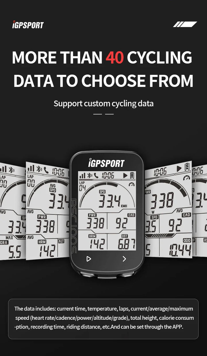 iGPSPORT BSC100S GPS Bike Computer - 2.6" LCD Wireless Speedometer - 40H Battery Life &amp; Type-C Charging - IPX7 Waterproof Cycling Odometer