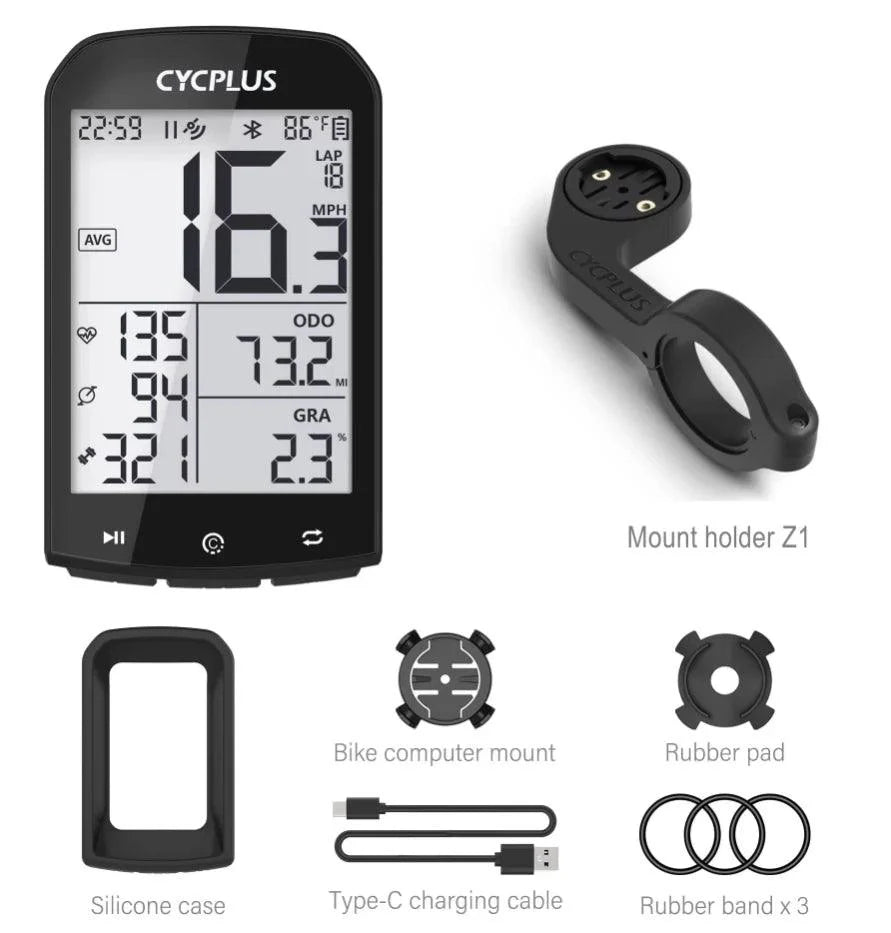 CYCPLUS M1 Smart GPS Bike Computer - 2.9-inch Huge Screen Wireless Speedometer with ANT+ &amp; Bluetooth for Strava Sync