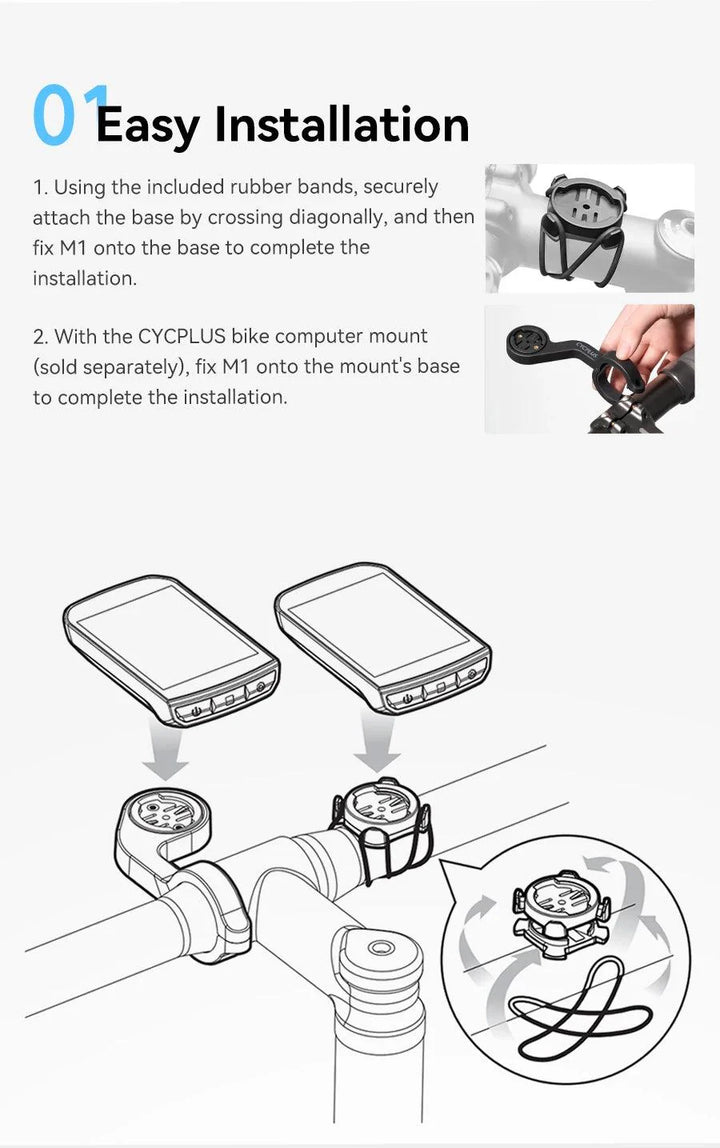 CYCPLUS M1 Smart GPS Bike Computer - 2.9-inch Huge Screen Wireless Speedometer with ANT+ &amp; Bluetooth for Strava Sync