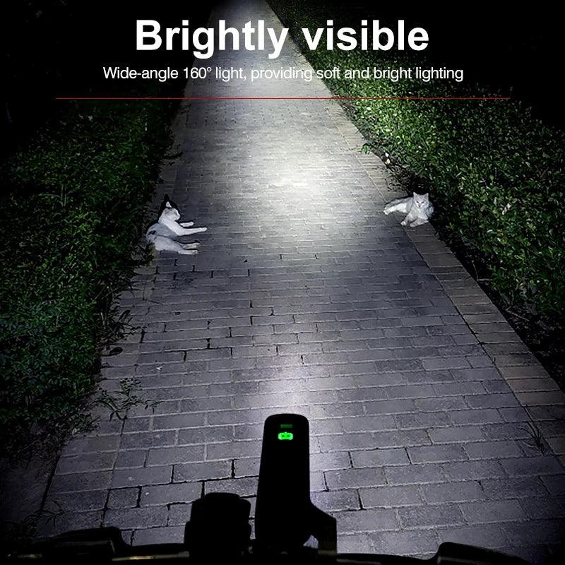 CYCLAMI Super Bright Bike Front Light - IPX6 Waterproof LED Headlight - Type-C Rechargeable Night Riding Safety Lamp for MTB &amp; Road