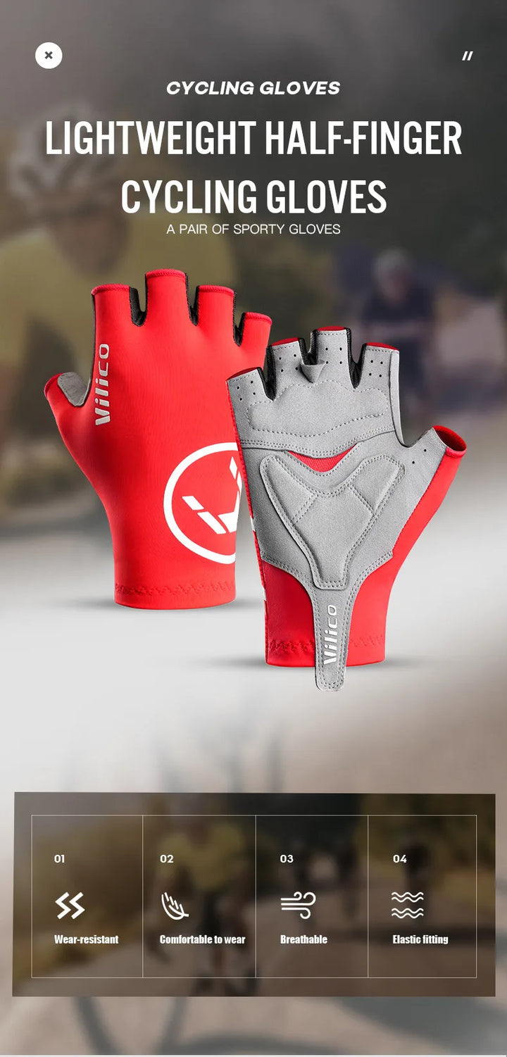 Aero Breaking Wind Cycling Gloves - Anti-Slip Half Finger Racing Mittens for Road Bike Speed