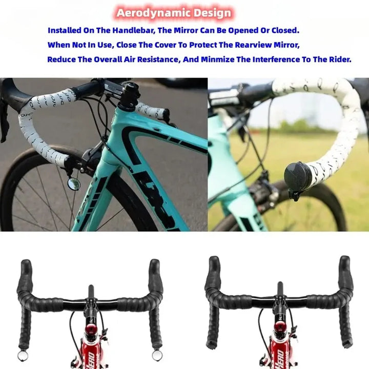 Bicycle 1PC Rear View Convex Mirror Handlebar Drop Bar Mount Acrylic Lens