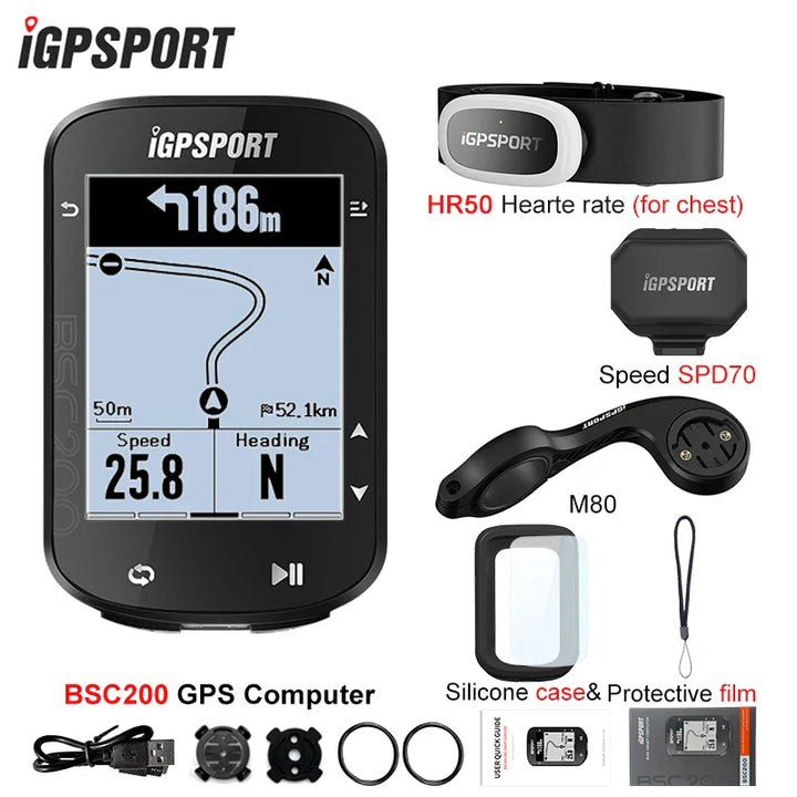 iGPSPORT BSC200 Smart GPS Bike Computer - Route Navigation, 30H Battery, ANT+ &amp; Bluetooth Wireless Speedometer