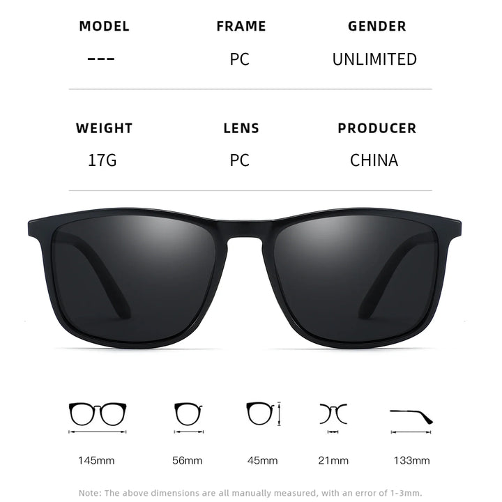ebikesz Fashion Square Polarized Sunglasses - UV400 Protection Unisex Driving &amp; Cycling Sun Glasses