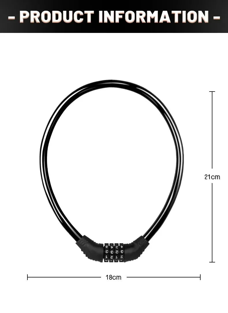 Portable 4-Digit Password Bike Lock - High-Security Resettable Combination Lock for MTB &amp; Road Bikes