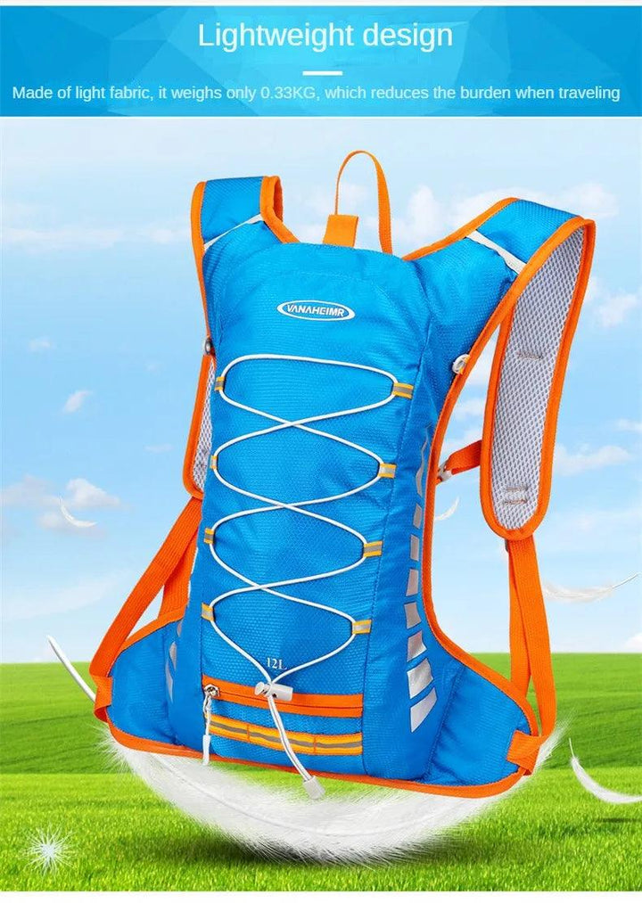 YIYUEQIANLI 12L Outdoor Cycling Backpack - Lightweight Waterproof Nylon Daypack - Reflective Sport Bag for Running, Hiking &amp; Camping