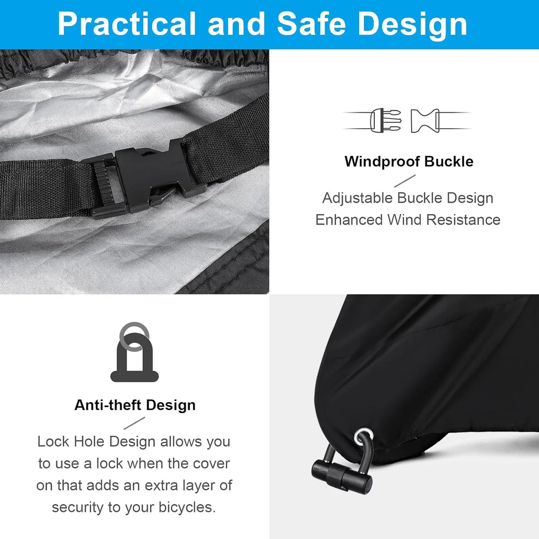Waterproof Bicycle Cover - All-Weather Rain, Sun, UV &amp; Dust Protection - Windproof Outdoor Bike Storage