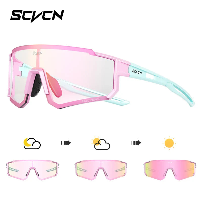 SCVCN S1411 Professional Cycling Sunglasses - UV400 Protection Wide View Eyewear - Lightweight TR-90 Sports Glasses for MTB &amp; Road Biking