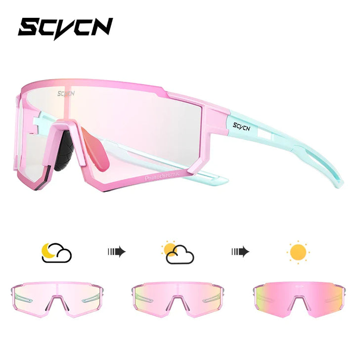 SCVCN S1411 Professional Cycling Sunglasses - UV400 Protection Wide View Eyewear - Lightweight TR-90 Sports Glasses for MTB &amp; Road Biking