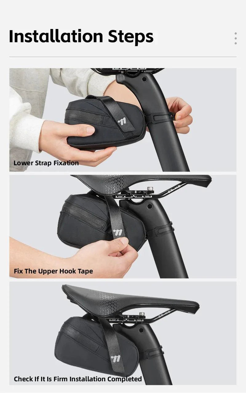 West Biking Ultralight Bike Saddle Bag - 58g Compact Seat Tail Pouch - Rainproof Bicycle Tool Organizer with Tail Light Loop