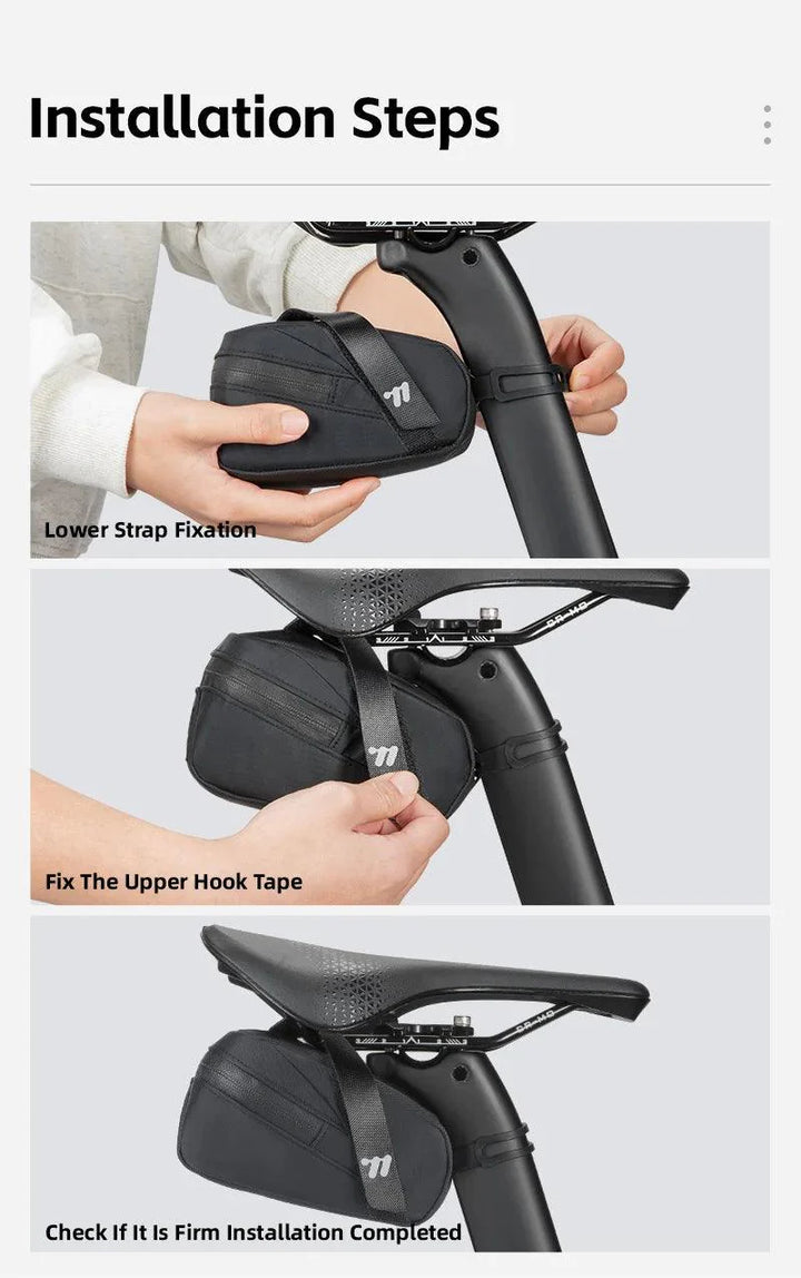 West Biking Ultralight Bike Saddle Bag - 58g Compact Seat Tail Pouch - Rainproof Bicycle Tool Organizer with Tail Light Loop