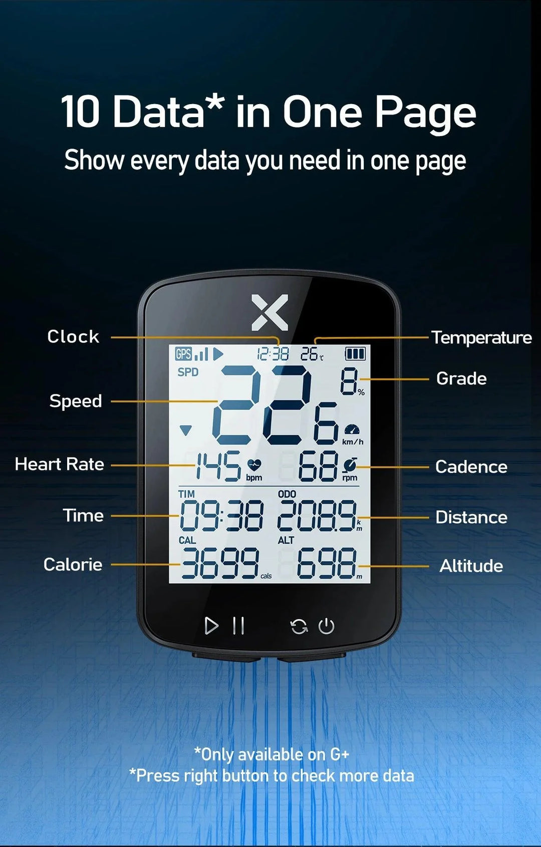 XOSS G+ G2 Smart GPS Bike Computer - 2nd Generation Wireless Cycling Speedometer with ANT+ &amp; Bluetooth for Strava Sync