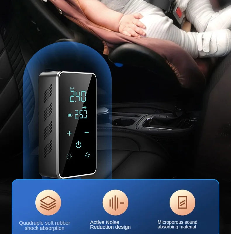 Cordless Car Tire Pump 150PSI - Portable Electric Air Compressor for Bike &amp; Ball