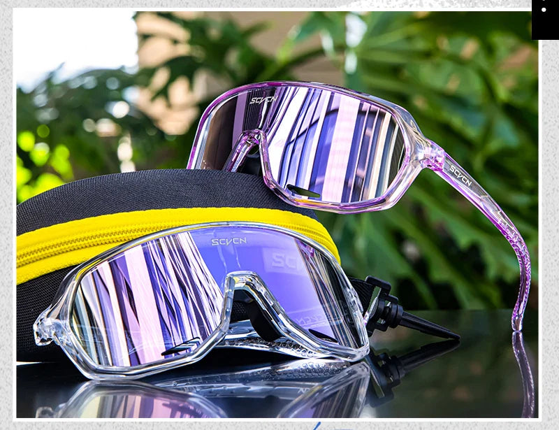 SCVCN S62 Photochromic Cycling Sunglasses - Smart Color Change Lens - UV400 TR-90 Ultralight Eyewear for MTB &amp; Road Bike Racing