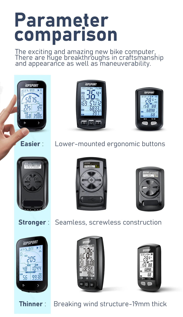 iGPSPORT BSC100S Smart GPS Bike Computer - 40H Battery Life, ANT+ &amp; Bluetooth Sync, Waterproof Cycling Speedometer