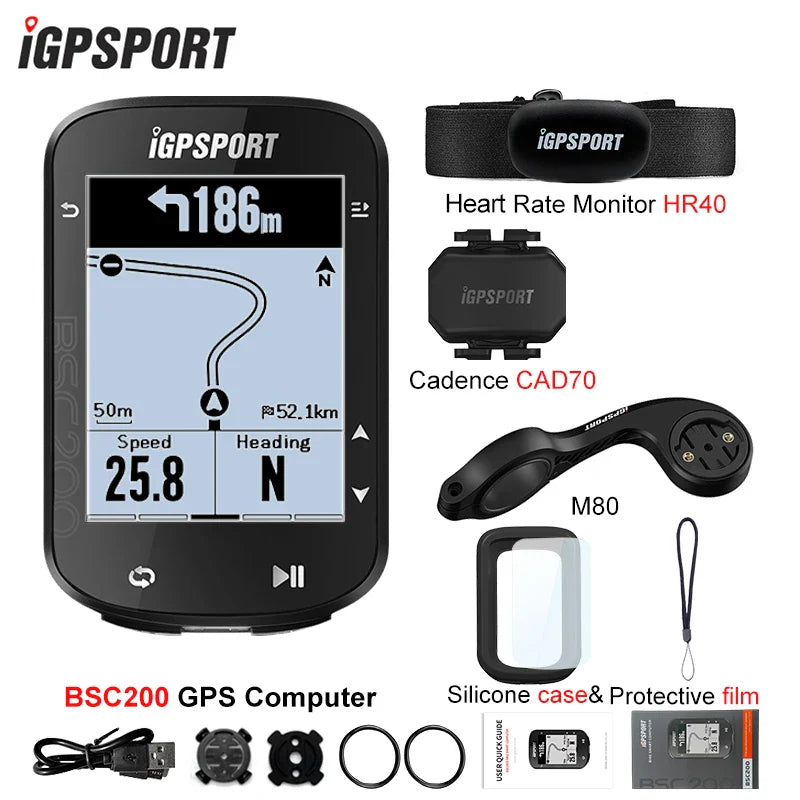 iGPSPORT BSC200 Smart GPS Bike Computer - Route Navigation, 30H Battery, ANT+ &amp; Bluetooth Wireless Speedometer