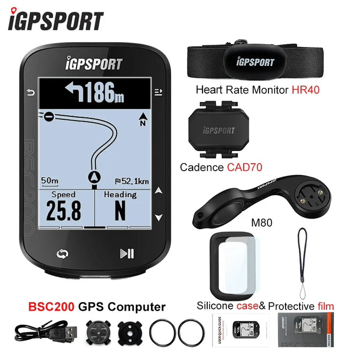 iGPSPORT BSC200 Smart GPS Bike Computer - Route Navigation, 30H Battery, ANT+ &amp; Bluetooth Wireless Speedometer