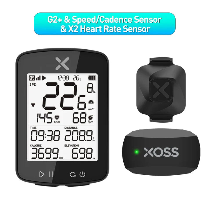 XOSS G2 Plus Wireless GPS Bike Computer, ANT+ Bluetooth Speedometer with Strava Sync
