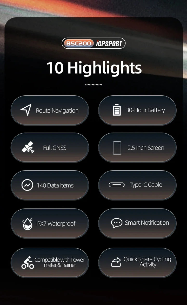 iGPSPORT BSC200 Smart GPS Bike Computer - Route Navigation, 30H Battery, ANT+ &amp; Bluetooth Wireless Speedometer