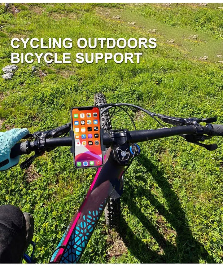 Universal Aluminum Alloy Bike Phone Holder - Anti-Slip Mechanical Lock Mount - Metal Motorcycle GPS Clip for 4.0"-6.5" Smartphones