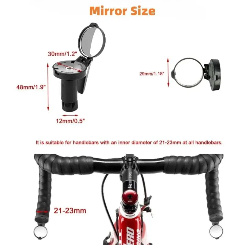 Bicycle 1PC Rear View Convex Mirror Handlebar Drop Bar Mount Acrylic Lens