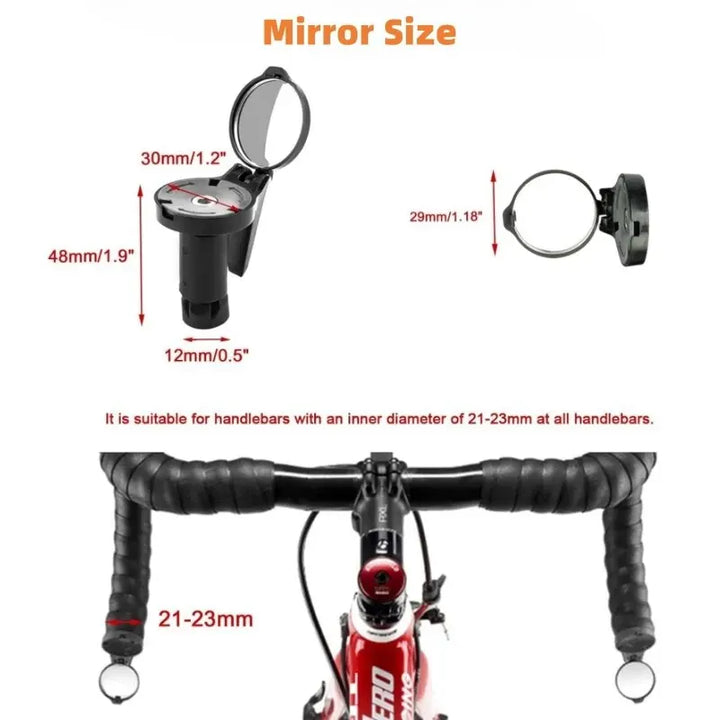 Bicycle 1PC Rear View Convex Mirror Handlebar Drop Bar Mount Acrylic Lens