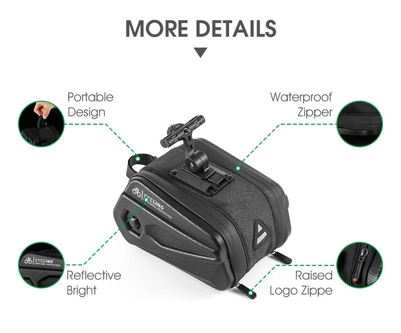 WEST BIKING 100% Waterproof Bicycle Saddle Bag - Seamless Weld Under Seat Storage - Reflective Rainproof MTB &amp; Road Bike Tool Pouch