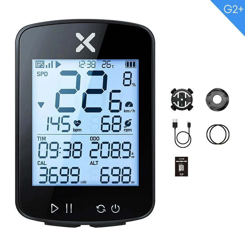 XOSS G+ G2 Smart GPS Bike Computer - 2nd Generation Wireless Cycling Speedometer with ANT+ &amp; Bluetooth for Strava Sync
