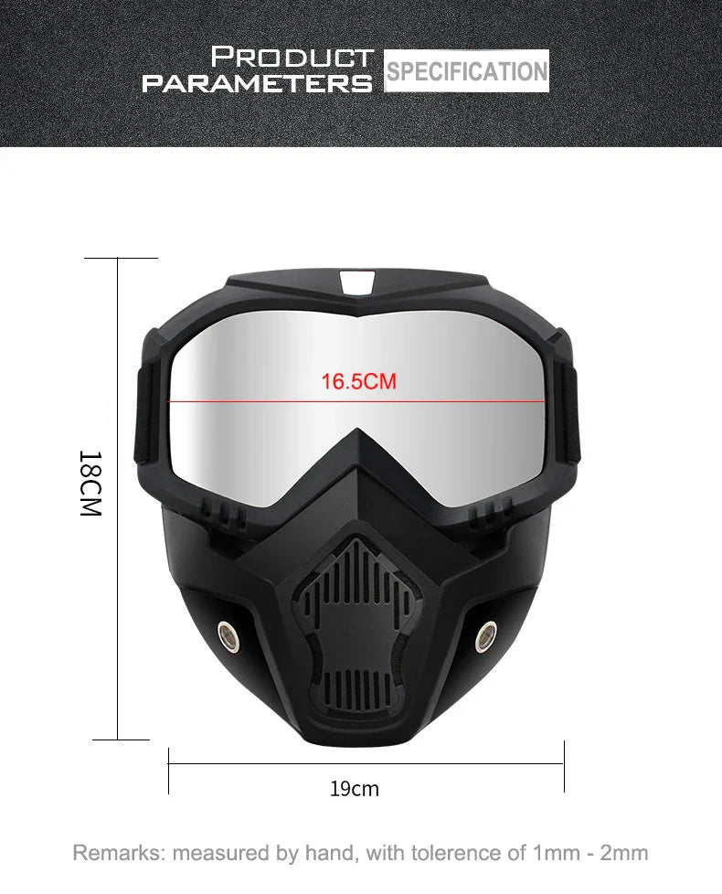 2-in-1 Outdoor Sport Windproof Mask &amp; Goggles - HD Motorcycle Riding Glasses for Snowboarding &amp; Cycling
