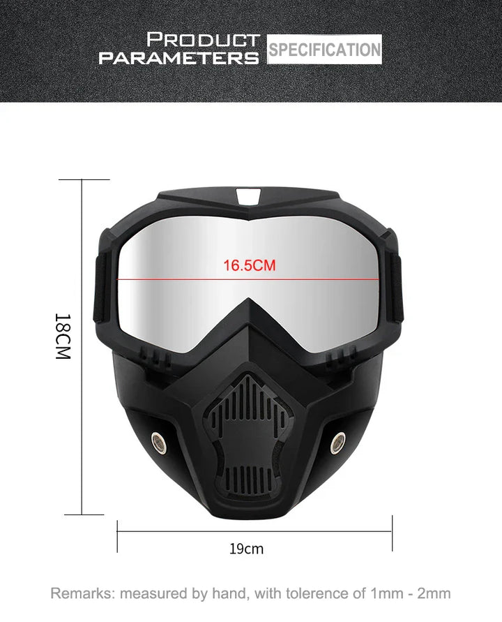 2-in-1 Outdoor Sport Windproof Mask &amp; Goggles - HD Motorcycle Riding Glasses for Snowboarding &amp; Cycling