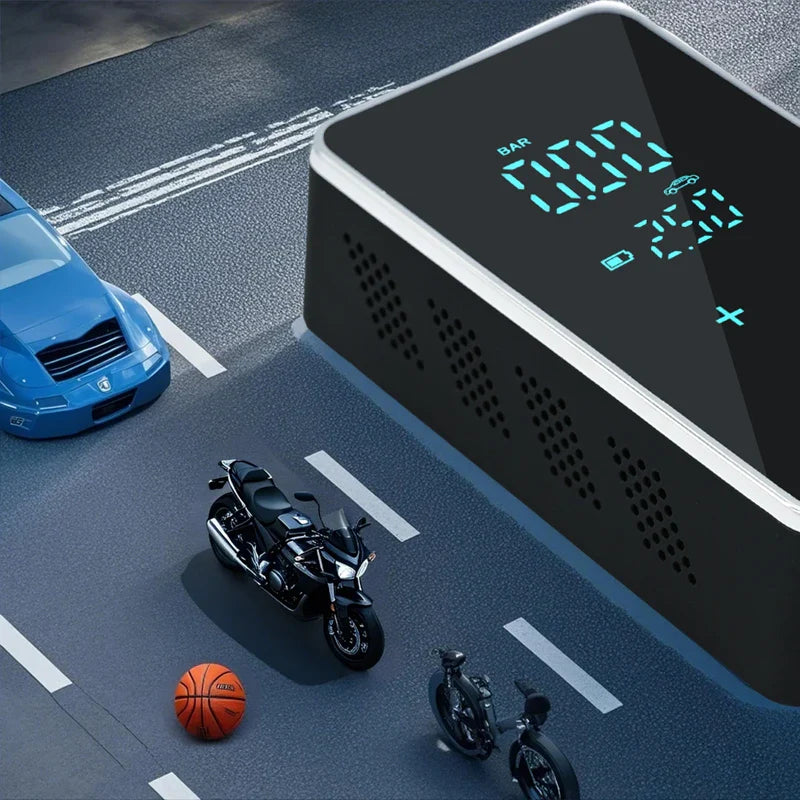 150PSI Smart Touch Screen Tire Inflator - Portable Wireless Electric Air Pump for Car &amp; Bike