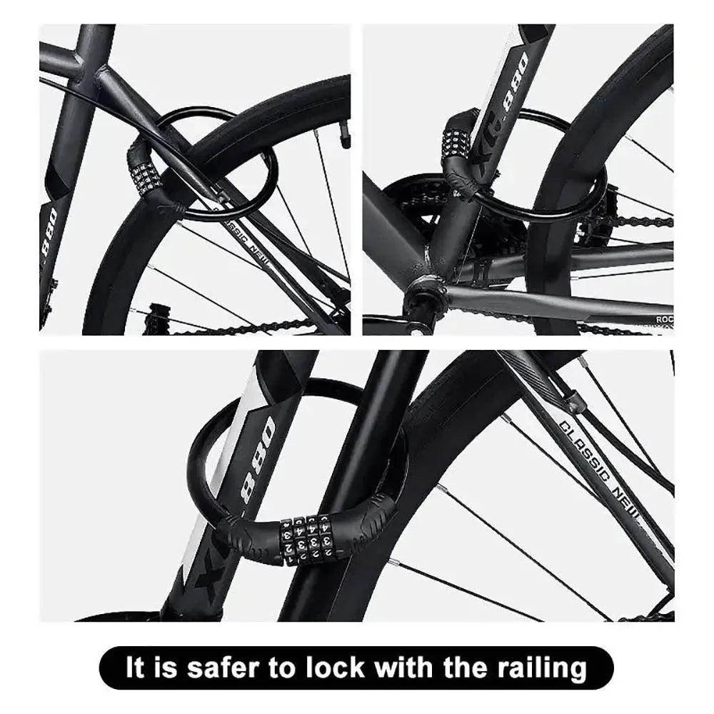 4-Digit Combination Bicycle Ring Lock - High Strength Zinc Alloy Cable Lock - Portable Anti-Theft Security for MTB, Road Bike &amp; E-Bike