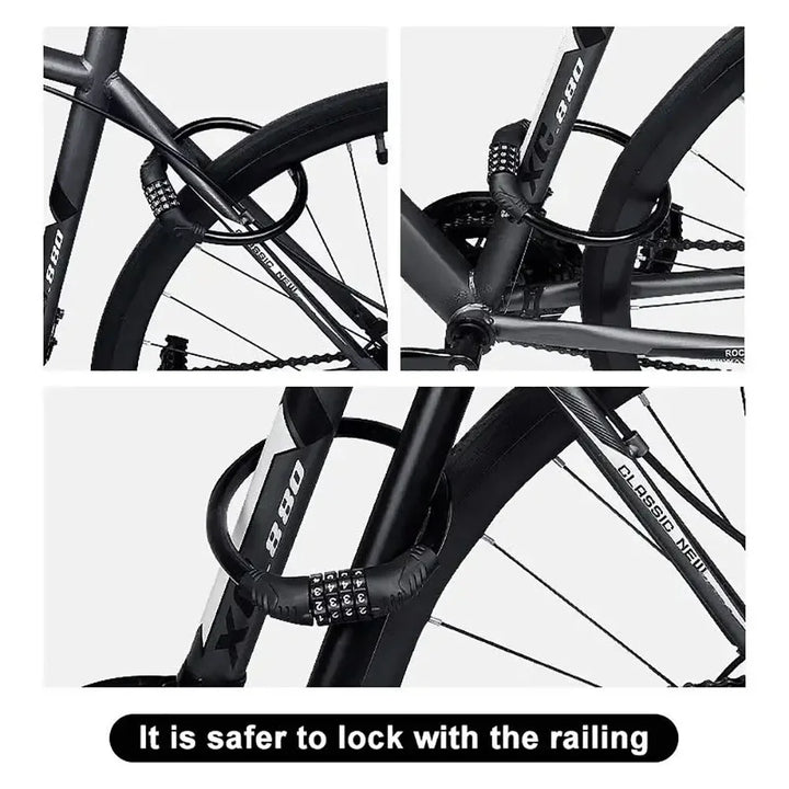 4-Digit Combination Bicycle Ring Lock - High Strength Zinc Alloy Cable Lock - Portable Anti-Theft Security for MTB, Road Bike &amp; E-Bike