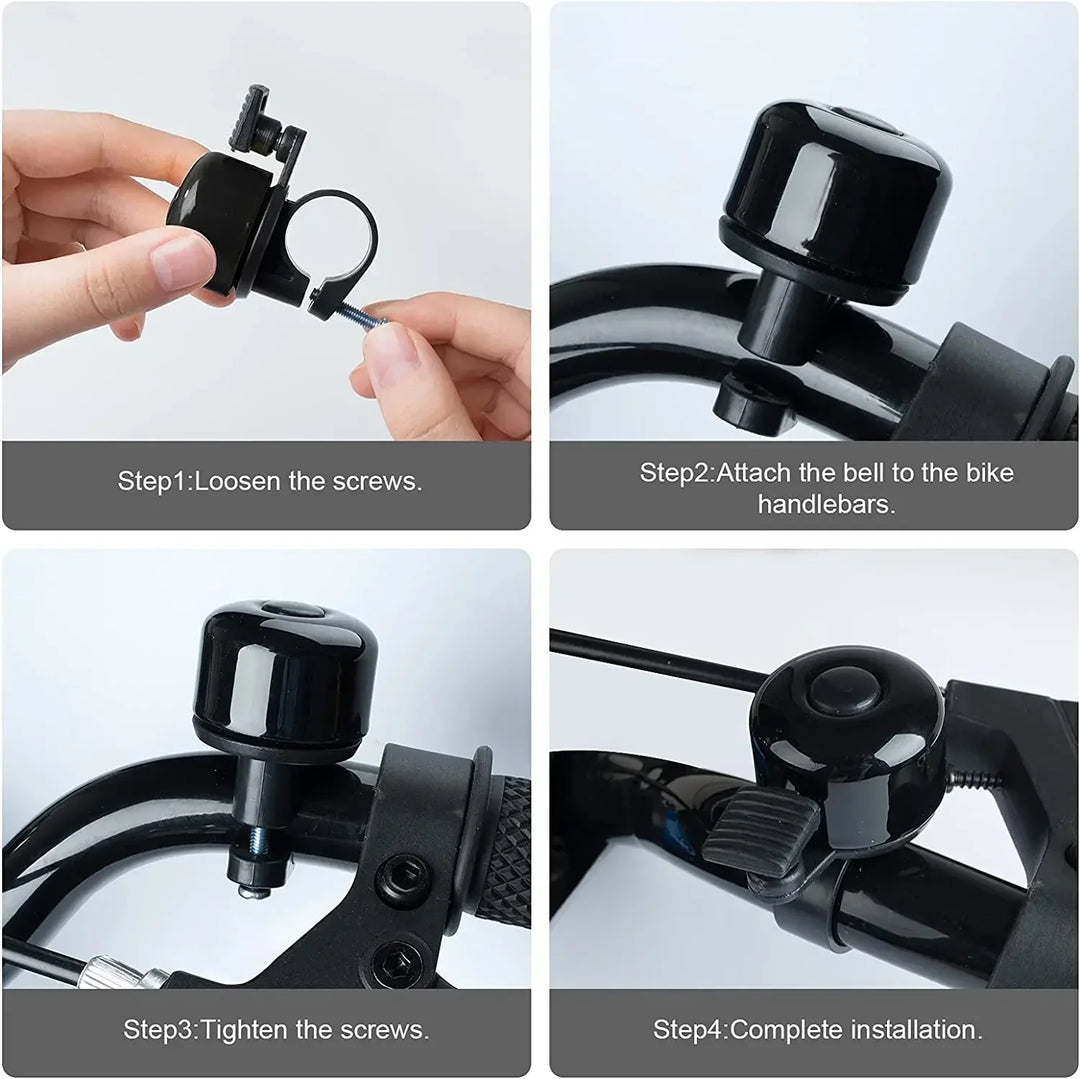 Compact Alloy Bike Bell - Loud Crisp Sound Safety Alarm for Mountain &amp; Road Bikes - Small Size