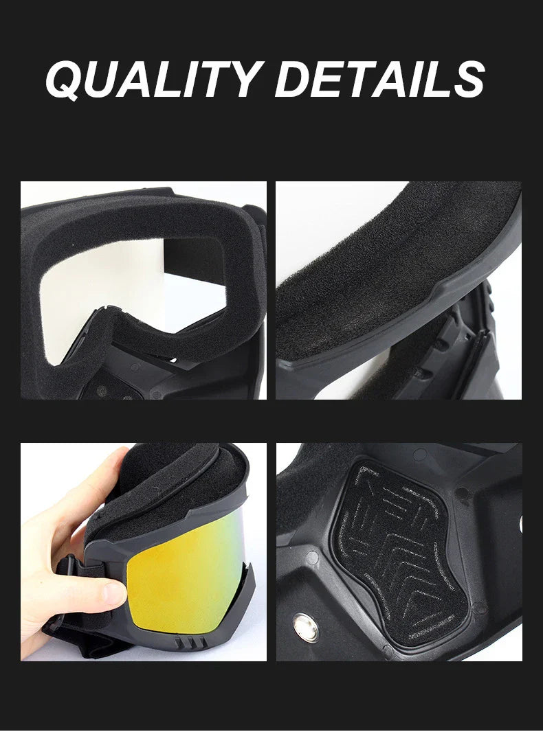 2-in-1 Outdoor Sport Windproof Mask &amp; Goggles - HD Motorcycle Riding Glasses for Snowboarding &amp; Cycling