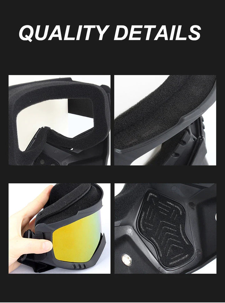 2-in-1 Outdoor Sport Windproof Mask &amp; Goggles - HD Motorcycle Riding Glasses for Snowboarding &amp; Cycling
