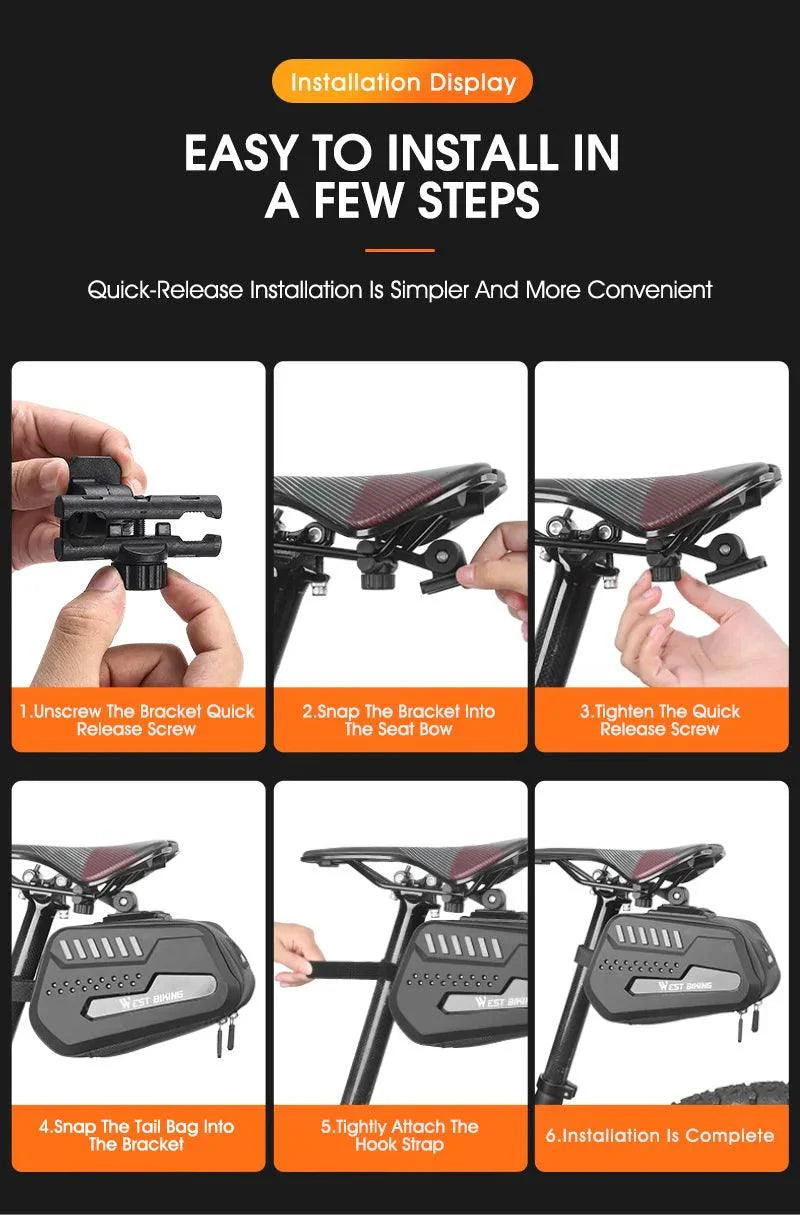WEST BIKING 100% Waterproof Bicycle Saddle Bag - Seamless Weld Under Seat Storage - Reflective Rainproof MTB &amp; Road Bike Tool Pouch
