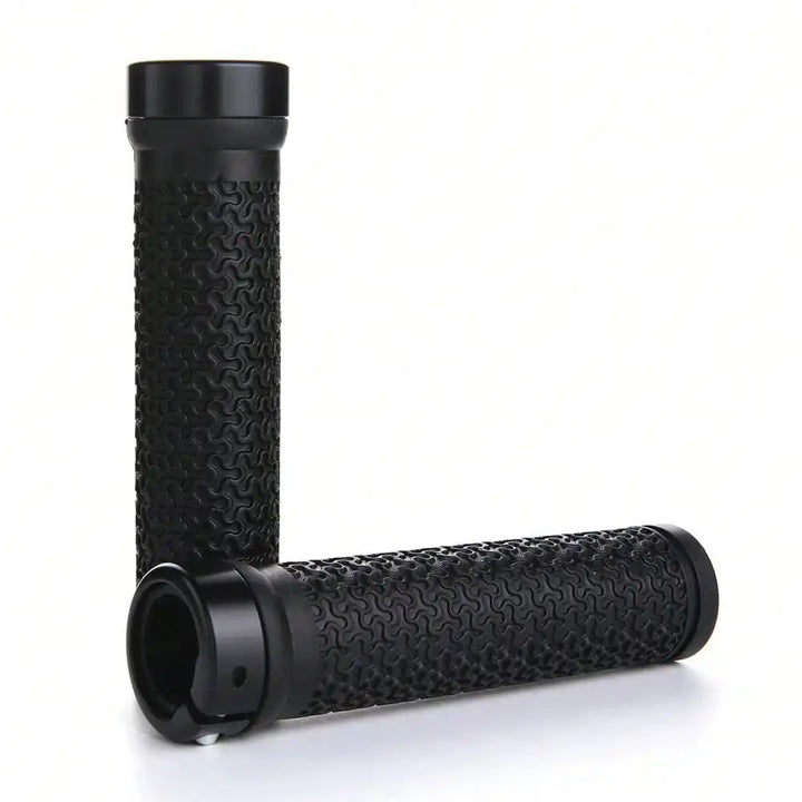 BKPTX MTB Handlebar Grips - Single-Sided Locking Aluminum Alloy Design - Non-Slip Soft Rubber Bike Grips for Mountain &amp; Road Bikes (13.5cm)