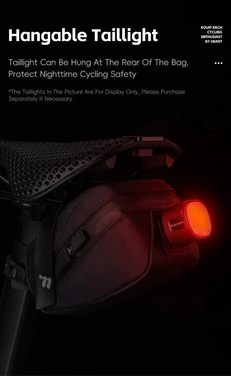 West Biking Ultralight Bike Saddle Bag - 58g Compact Seat Tail Pouch - Rainproof Bicycle Tool Organizer with Tail Light Loop