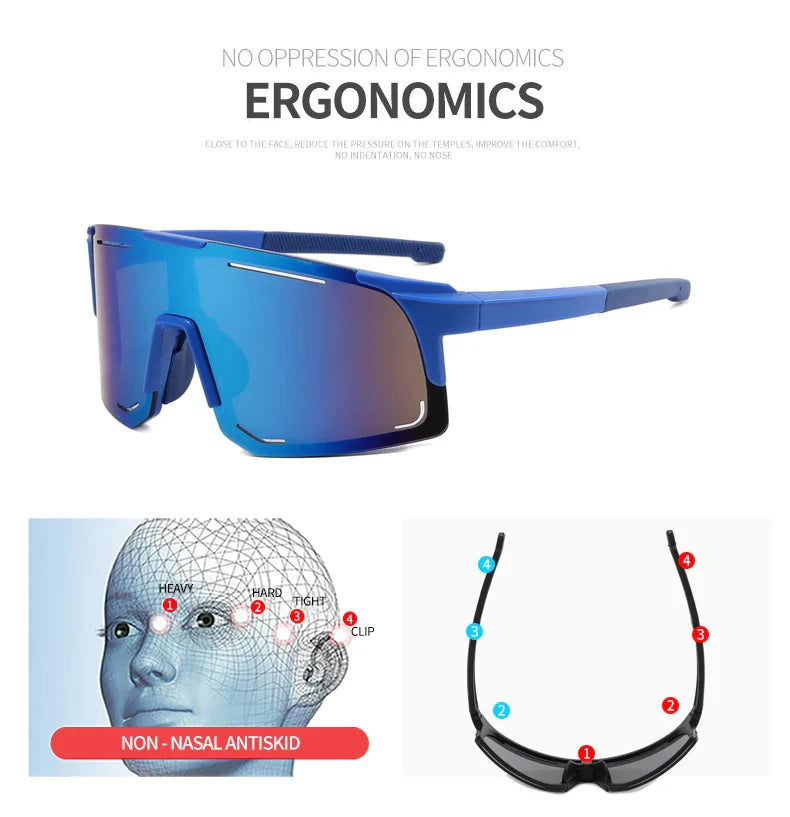 Professional Polarized Cycling Sunglasses - UV400 Protection Windproof Sport Eyewear for Men &amp; Women