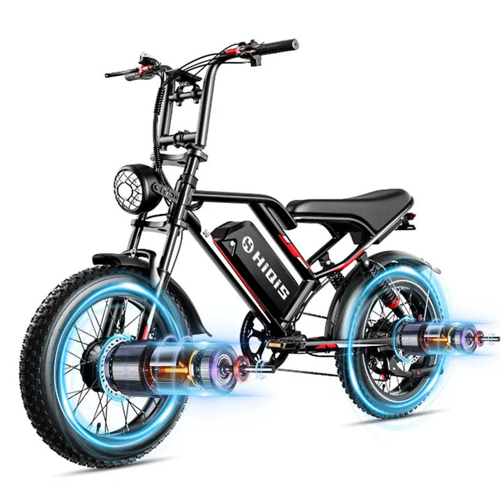 EBIKESZ S8-Dual 20-Inch Fat Tire AWD Electric Bike with 2000W Dual Motor and 48V 25Ah Battery