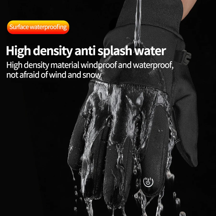 Winter Thermal Motorcycle Gloves - Waterproof &amp; Windproof Full Finger Mittens - Insulated Electric Bike Riding Gloves for Men (ST25-113)