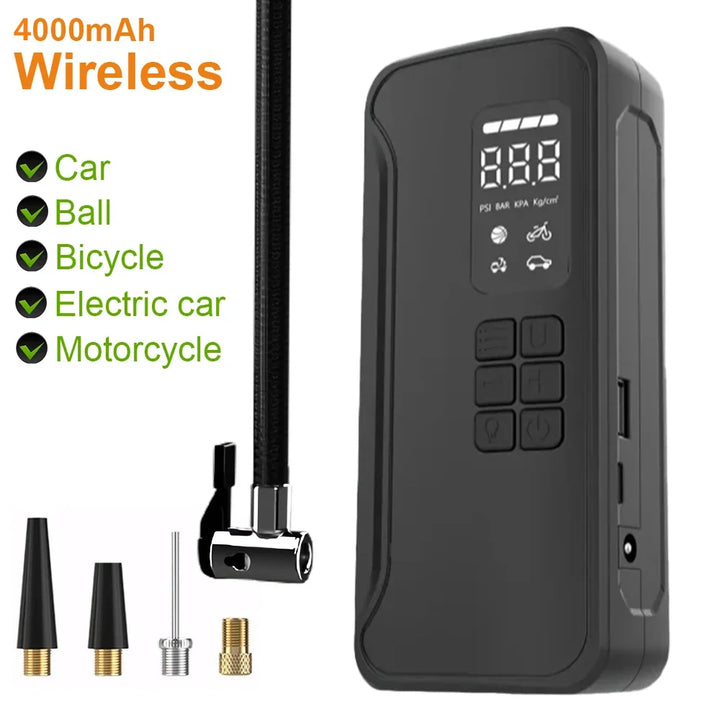 Cordless Car Tire Pump 150PSI - Portable Electric Air Compressor for Bike &amp; Ball
