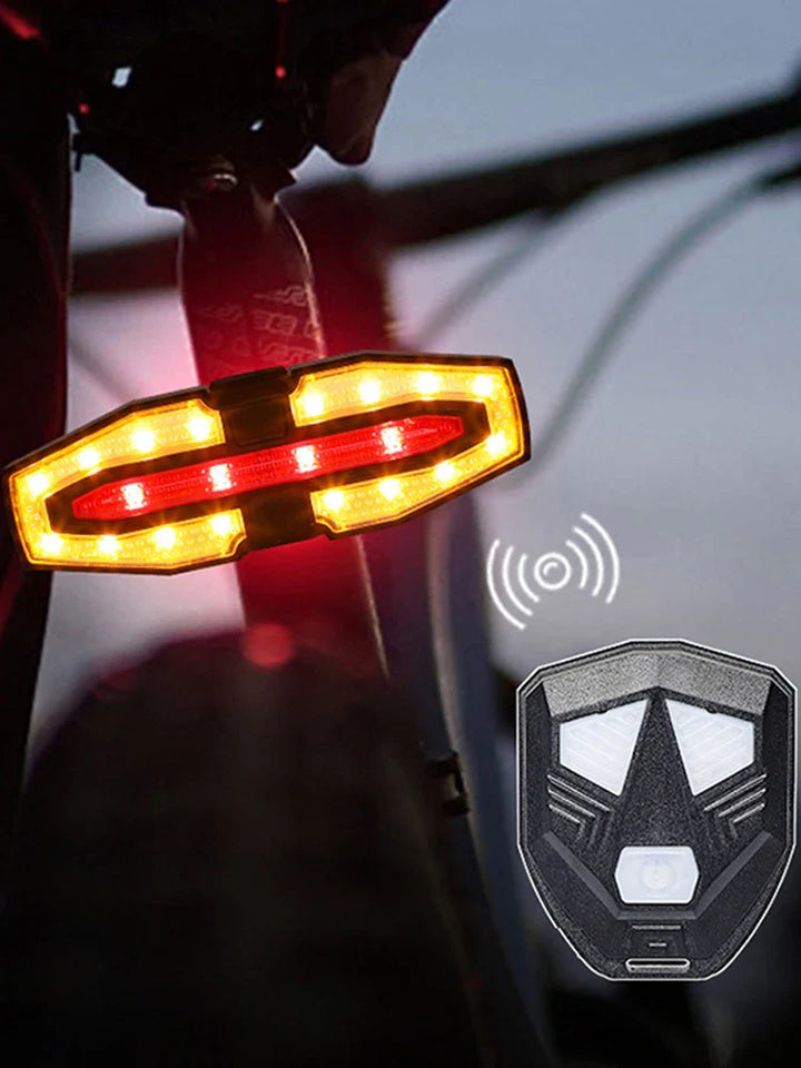 Wireless Remote Control Bicycle Tail Light - Smart Turn Signals &amp; 120dB Audible Horn - USB Rechargeable LED Bike Back Light for Night Riding Safety