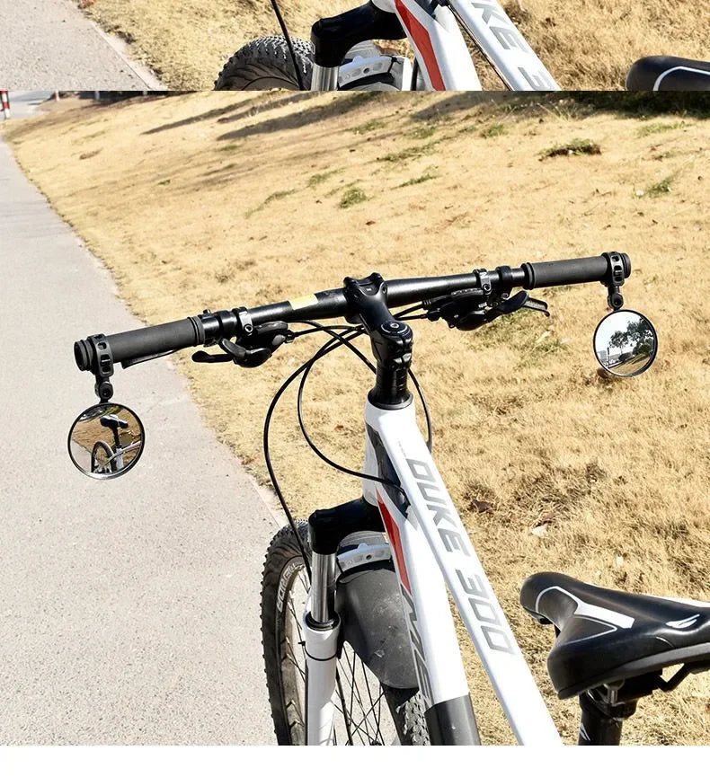 2PCS Universal Bicycle Rearview Mirror - 360° Rotatable Convex HD Mirror - Wide Angle Safety Reflector for MTB, Road Bike &amp; E-Bike