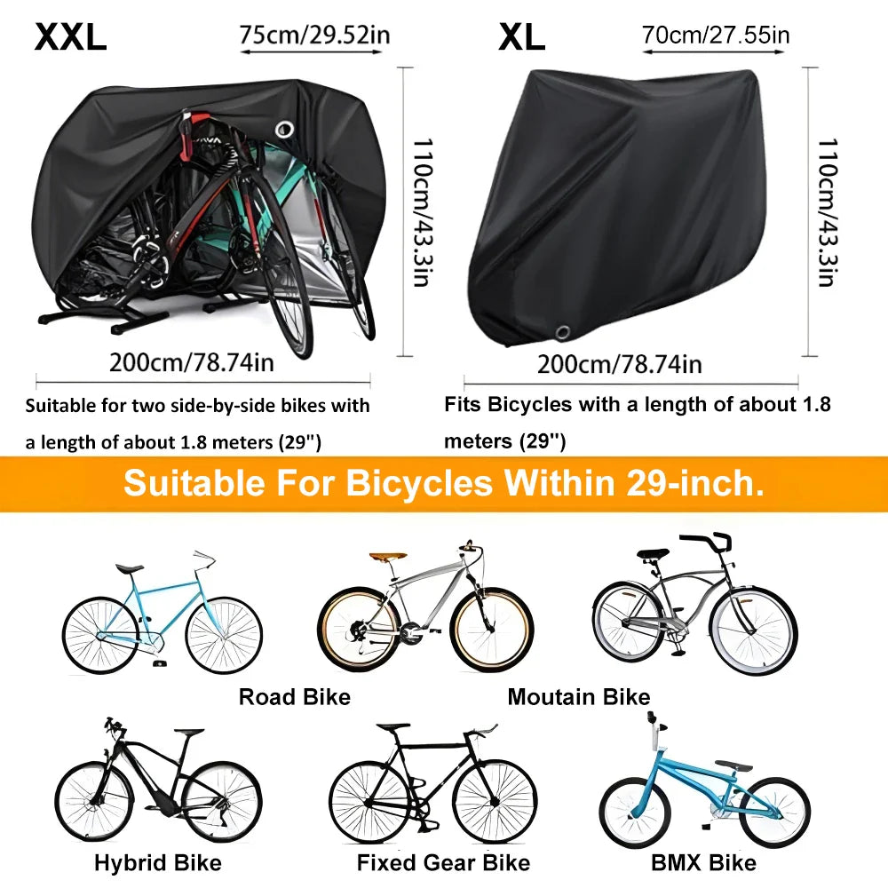 Waterproof Bicycle Cover - All-Weather Rain, Sun, UV &amp; Dust Protection - Windproof Outdoor Bike Storage